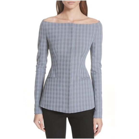 NWT Theory McClair Plaid Off the Shoulder Jacket - Picture 1 of 7